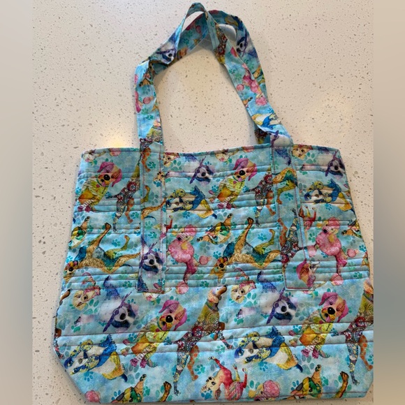 Whimsical Dogs Pets Quilt Handmade Tote Bag Christmas Gifts Holiday Presents  Po - Picture 1 of 10